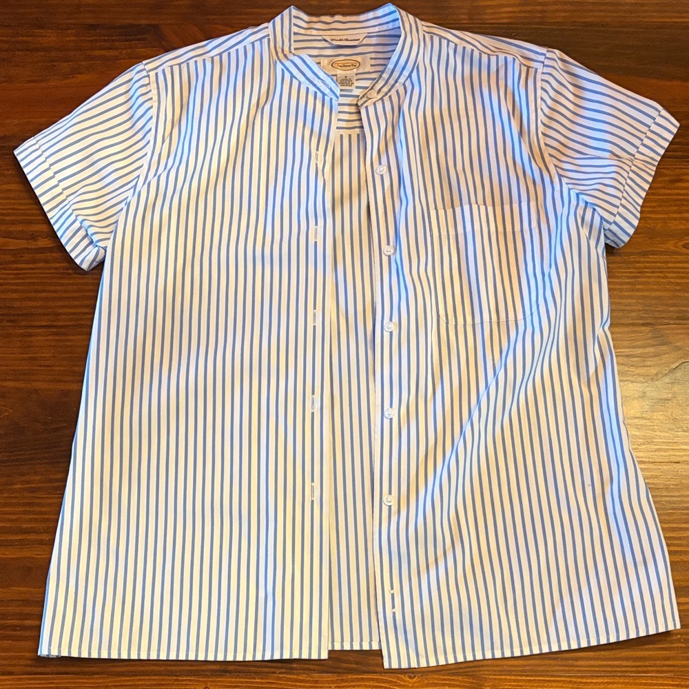 Vintage Talbots Blue and White Striped Button Down Shirt